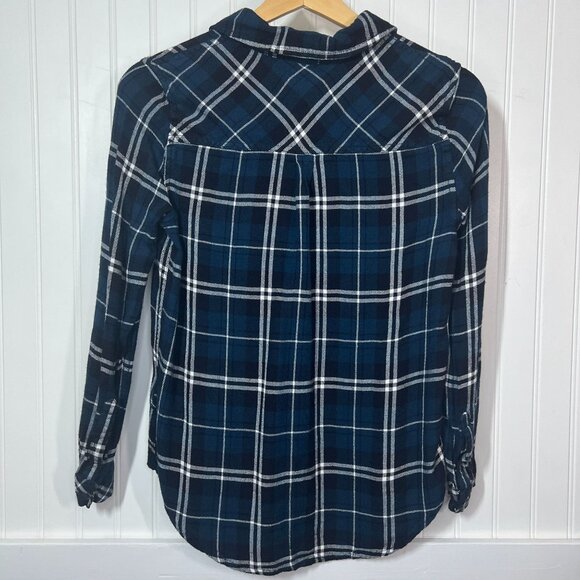 Beach Lunch Lounge Flannel Plaid Button Down Shirt Blue Cozycore Lumberjack - Picture 3 of 10